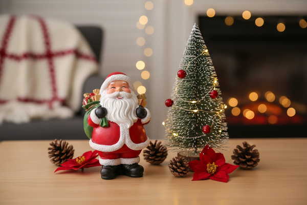 no , small santa toy and tree