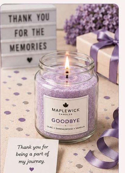 Farewell Party Maple Wick celebration candle